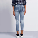 iSHINE 2017 NEW Boyfriend Casual Cool Jeans Slim women's Hole jeans pants Vintage Ripped Ankle-Length Mid Skinny Ankle torn tear