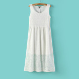Irregular Lace Dress Boho Hippie Style Asymmetrical Embroidery Sheer Long Dresses Double Layered Ruffled Trimming Low No Lining