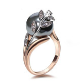 Rose Gold Grey Pearl Ring