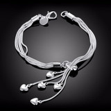 Silver Plated Crystal Hearts Bracelet
