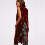 IRISIE Apparel Burgundy Casual Female Velvet Coat Loose Sleeveless Sweet Cardigan Trench Elegant Vintage Women Trench Coat