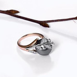 Rose Gold Grey Pearl Ring & Earrings Set
