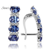 925 Sterling Silver Tanzanite Earrings for Women Blue Stone Fine Jewelry for Wedding 925 Sterling Silver Tanzanite Earrings for Women Blue Stone Fine Jewelry for Wedding