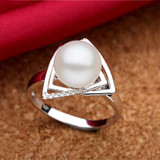 925 sterling silver jewelry pearl earring and ring fine jewelry set with 9-9.5mm natural freshwater pearl fashion jewelry