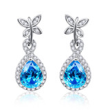 925 Sterling Silver Jewelry Butterfly Decoration 5.5Ct Pear Cut Blue Topaz Drop Earring For Women Free Jewelry Box 925 Sterling Silver Jewelry Butterfly Decoration 5.5Ct Pear Cut Blue Topaz Drop Earring For Women Free Jewelry Box