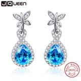 925 Sterling Silver Jewelry Butterfly Decoration 5.5Ct Pear Cut Blue Topaz Drop Earring For Women Free Jewelry Box 925 Sterling Silver Jewelry Butterfly Decoration 5.5Ct Pear Cut Blue Topaz Drop Earring For Women Free Jewelry Box