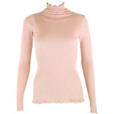 90%Natural Silk 10%Cotton Women pullovers Turtleneck rib knit shirt long sleeve Solid sweater Basic top 2016 Fall Winter
