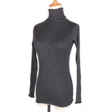 90%Natural Silk 10%Cotton Women pullovers Turtleneck rib knit shirt long sleeve Solid sweater Basic top 2016 Fall Winter