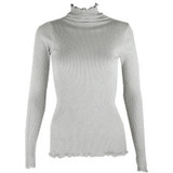 90%Natural Silk 10%Cotton Women pullovers Turtleneck rib knit shirt long sleeve Solid sweater Basic top 2016 Fall Winter