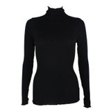 90%Natural Silk 10%Cotton Women pullovers Turtleneck rib knit shirt long sleeve Solid sweater Basic top 2016 Fall Winter