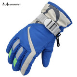 Meetcute Warm Mittens For Children's Winter Ski Gloves Boys And Girls Waterproof Windproof Blue Pink Print Thicken Outdoor