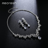 Mecresh Luxury Cubic Zirconia Bridal Jewelry Sets Leaf-Shape Crystal Rhinestone Party Wedding Jewelry Necklace Sets MTL486