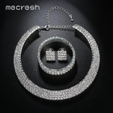 Mecresh Crystal Bridal Jewelry Sets Silver Color Rhinestone Necklace Wedding Engagement Jewelry Sets for Women TL299+SL116