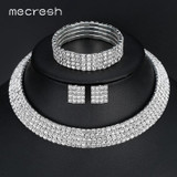 Mecresh Crystal Bridal Jewelry Sets Silver Color Rhinestone Necklace Wedding Engagement Jewelry Sets for Women TL299+SL116