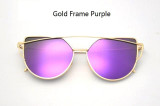 Mecol 2016 New Cat Eye Sunglasses Women Brand Designer Fashion Twin-Beams Rose Gold Mirror Cateye Sun Glasses For Female UV400