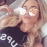 Mecol 2016 New Cat Eye Sunglasses Women Brand Designer Fashion Twin-Beams Rose Gold Mirror Cateye Sun Glasses For Female UV400