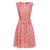 Meaneor 2017 sexy vestido summer dress dot print chiffon elegant casual bow Dot Print dress women Ladie Girls Lovely dresses