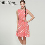 Meaneor 2017 sexy vestido summer dress dot print chiffon elegant casual bow Dot Print dress women Ladie Girls Lovely dresses