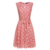 Meaneor 2017 sexy vestido summer dress dot print chiffon elegant casual bow Dot Print dress women Ladie Girls Lovely dresses