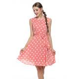 Meaneor 2017 sexy vestido summer dress dot print chiffon elegant casual bow Dot Print dress women Ladie Girls Lovely dresses