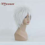 MCOSER 35cm Short Gin Tama-Sakata Gintoki Silvery White Anime Cosplay Costume Wig