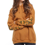 MCCKLE Women's Hooded Floral Embroidery Pullover Hoody Camel Color Loose Sweatshirt For Women Fleece Thick Warm harajuku Hoodies