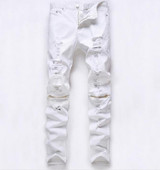 MCCKLE New Fashion Men Ripped Designer Jeans Pants Slim Fit Knee Zipper Jeans Men Club Wear Bright Color Denim Jogger Q1159