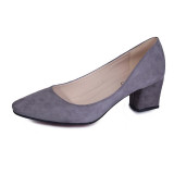 MCCKLE Shoes Woman 2017 New Flock Women High Heel Square Heel Pointed Toe Med Heel Pumps Shallow Office Work Fashion Women Pumps