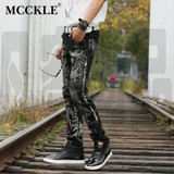 MCCKLE New Black Jeans Men 100% Cotton Dragon Pattern Brand Designer Mens Printed Jeans Slim Fit Denim Mens Jeans Joggers Q1413