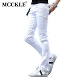 MCCKLE Fashion White Ripped Jeans Men With Holes Skinny Famous Designer Brand Slim Fit Destroyed Torn Jean Pants mens jeans