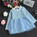 MBBGJOY 2-6years Baby Girls Knitted Dress Winter Autumn Kids Tutu Dresses Long-sleeved Baby Girl Toddler Clothing Knit Mesh