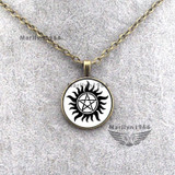 MAZZ-0010   jewelry Supernatural Necklace pentagram glass dome pendant necklace jewelry accessories