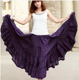 Maxi Skirts Womens 2017 Fashion Candy Color Elastic Waist Cotton Falda Female Casual Bohemia Ruffles Big Pendulum Long Skirt