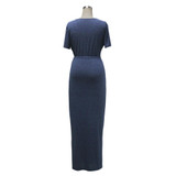 Maxi dress V neck split women summer long dress
