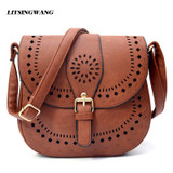 LITSINGWANG Small Casual Women Messenger Bags PU Hollow Out Crossbody Bags Ladies Shoulder Purse And Handbags Bolsas Feminina