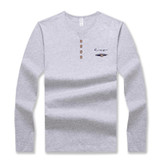 Liseaven autumn new men's long sleeved T-shirt v neck button decorated casual streetwear long sleeve t shirt men top tees