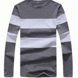 Liseaven 2017 New Autumn Winter Mens Long Sleeve T-Shirt O Neck Striped T Shirt for Men