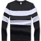 Liseaven 2017 New Autumn Winter Mens Long Sleeve T-Shirt O Neck Striped T Shirt for Men