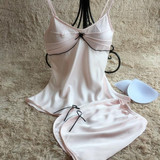 Lisacmvpnel Summer New Sexy With Pad Removable Women Pajama Set Spaghetti Strap Nightdress+Shorts Set Female Pajamas Lisacmvpnel Summer New Sexy With Pad Removable Women Pajama Set Spaghetti Strap Nightdress+Shorts Set Female Pajamas
