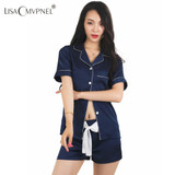 Lisacmvpnel Summer New Breathable Sexy Women Pajamas Short Style V-Neck Female Pajama Set Lisacmvpnel Summer New Breathable Sexy Women Pajamas Short Style V-Neck Female Pajama Set