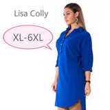 Lisa Colly Fashion 2017 Women Long Shirts Blouses Elegant Ladies Chiffon Blouse Tops Fashion Office Work Wear XL-6XL