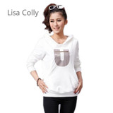 Lisa Colly 2016 Women'S Clothing Hoodies Sweatshirts Hoodie Cotton Black White Hoody Sweatshirts Women Hoodies