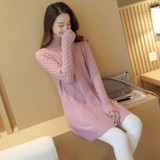Liooil knitted Long Sweater Women 2017 Autumn Winter Fashion Long Sleeve Turtleneck Warm Jersey Sweaters And Pullovers Female