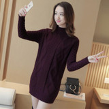 Liooil knitted Long Sweater Women 2017 Autumn Winter Fashion Long Sleeve Turtleneck Warm Jersey Sweaters And Pullovers Female