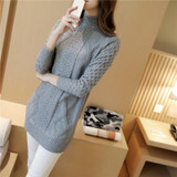 Liooil knitted Long Sweater Women 2017 Autumn Winter Fashion Long Sleeve Turtleneck Warm Jersey Sweaters And Pullovers Female