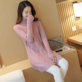 Liooil knitted Long Sweater Women 2017 Autumn Winter Fashion Long Sleeve Turtleneck Warm Jersey Sweaters And Pullovers Female
