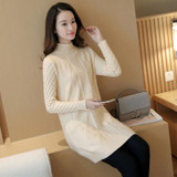 Liooil knitted Long Sweater Women 2017 Autumn Winter Fashion Long Sleeve Turtleneck Warm Jersey Sweaters And Pullovers Female