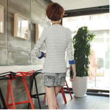 LinsDenim 2017 Blazer Women Slim Fit Blazer Suit Jacket Black White Striped Women Long-sleeve Blue Striped Suit Blazer Female