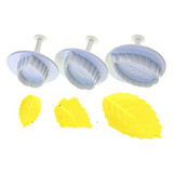 LINSBAYWU 3 Pcs Cake Rose Leaf Plunger Fondant Decorating Sugar Craft Mold Cutter Tools