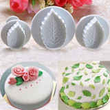 LINSBAYWU 3 Pcs Cake Rose Leaf Plunger Fondant Decorating Sugar Craft Mold Cutter Tools